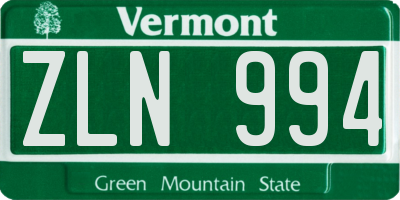 VT license plate ZLN994