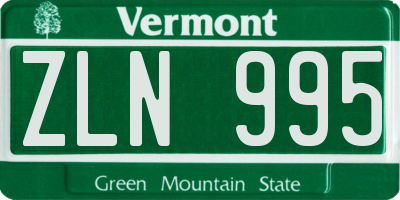 VT license plate ZLN995