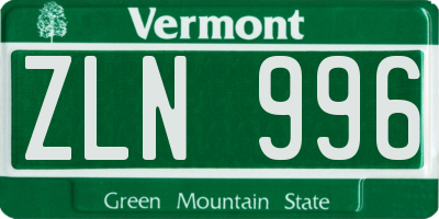 VT license plate ZLN996