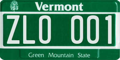VT license plate ZLO001