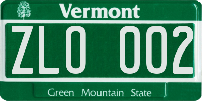 VT license plate ZLO002