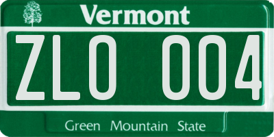 VT license plate ZLO004