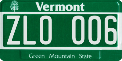 VT license plate ZLO006
