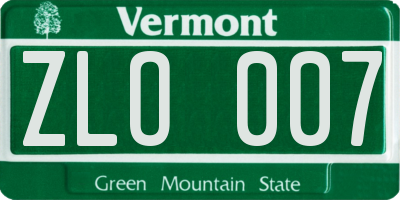 VT license plate ZLO007