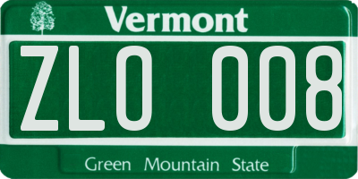 VT license plate ZLO008