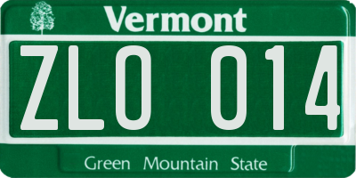 VT license plate ZLO014