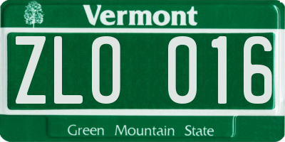 VT license plate ZLO016