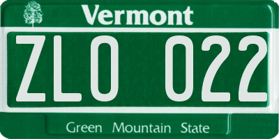VT license plate ZLO022