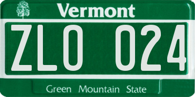 VT license plate ZLO024