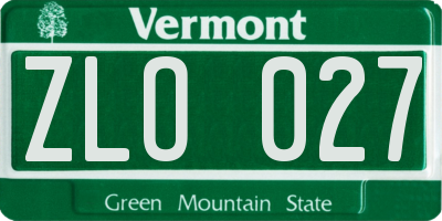 VT license plate ZLO027