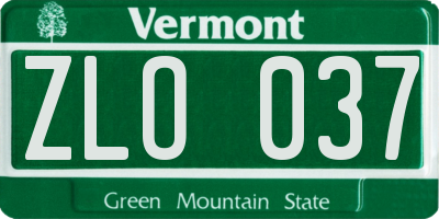 VT license plate ZLO037