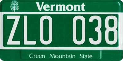 VT license plate ZLO038