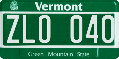 VT license plate ZLO040