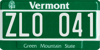 VT license plate ZLO041