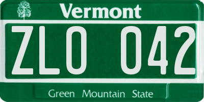 VT license plate ZLO042
