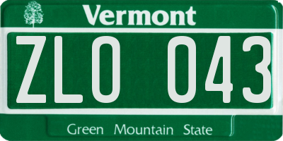 VT license plate ZLO043