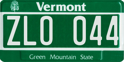 VT license plate ZLO044