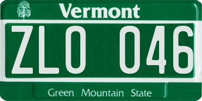 VT license plate ZLO046
