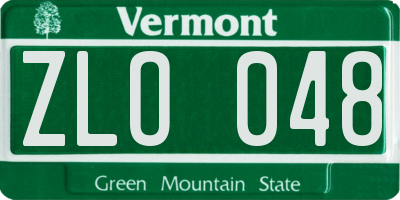 VT license plate ZLO048