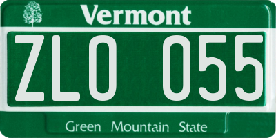 VT license plate ZLO055