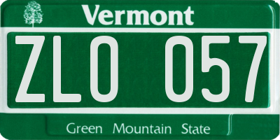 VT license plate ZLO057
