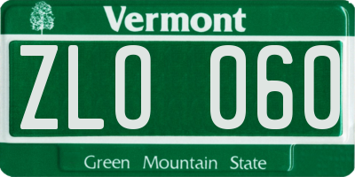 VT license plate ZLO060