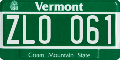 VT license plate ZLO061