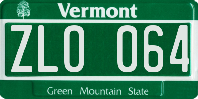 VT license plate ZLO064