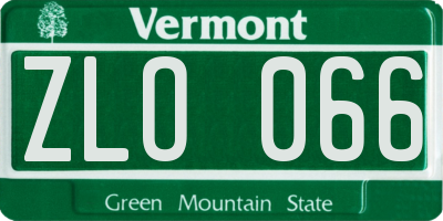 VT license plate ZLO066