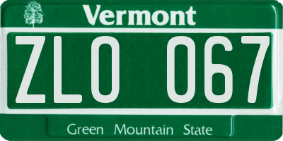 VT license plate ZLO067