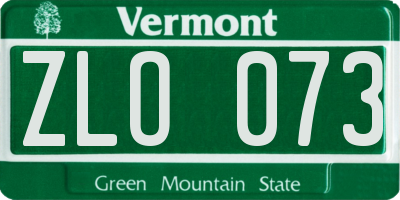 VT license plate ZLO073