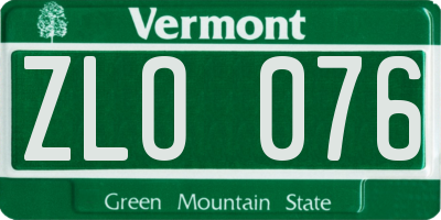 VT license plate ZLO076