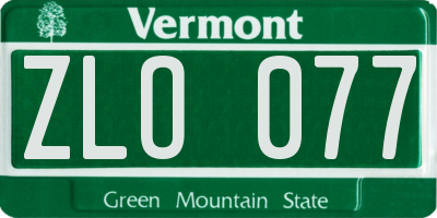 VT license plate ZLO077