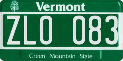 VT license plate ZLO083