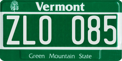 VT license plate ZLO085