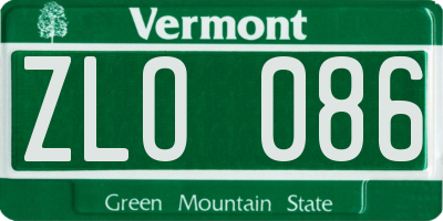 VT license plate ZLO086