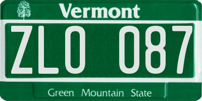 VT license plate ZLO087