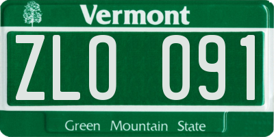VT license plate ZLO091