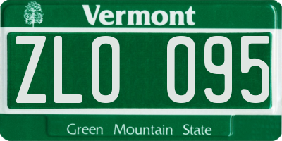 VT license plate ZLO095