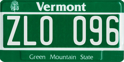 VT license plate ZLO096