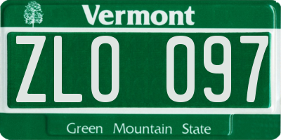 VT license plate ZLO097