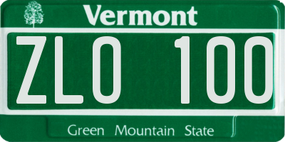 VT license plate ZLO100