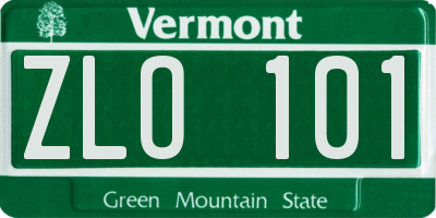 VT license plate ZLO101