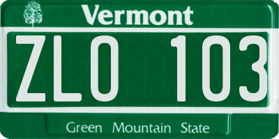 VT license plate ZLO103