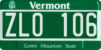 VT license plate ZLO106