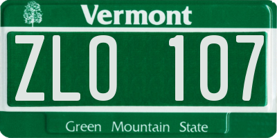 VT license plate ZLO107