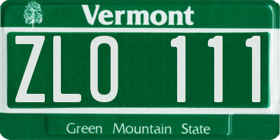 VT license plate ZLO111