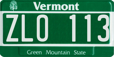 VT license plate ZLO113
