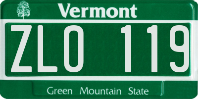 VT license plate ZLO119