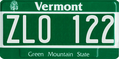 VT license plate ZLO122